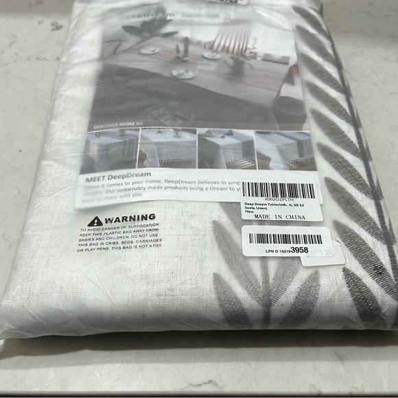 Linen Tablecloth Rectangle Deep Dream Cream Taupe Leaf Print 60 X 120 NEW - Picture 2 of 10